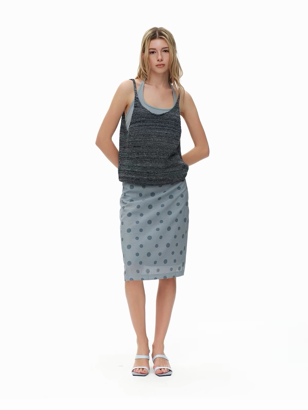 Gray and blue top set